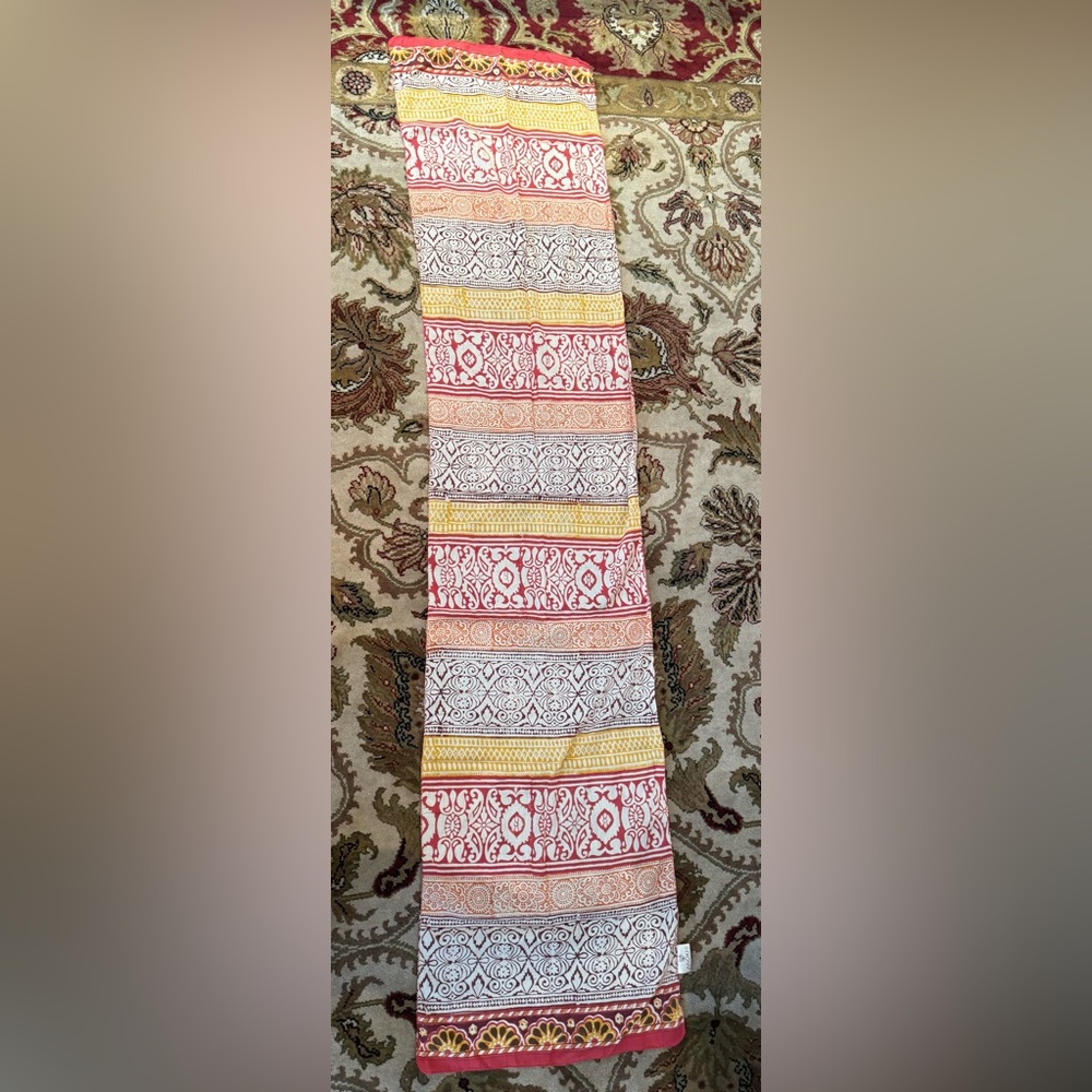 ❤️ NWT 100% Cotton brand ANOKHI Red and Yellow Patterned Scarf